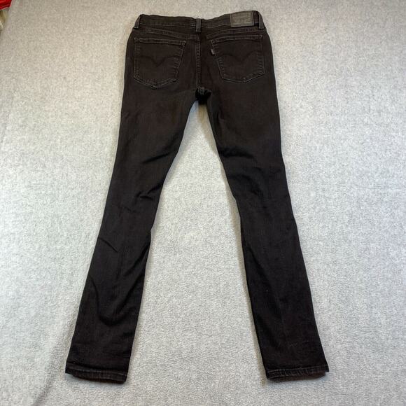 Levis 711 Jeans Womens 29 Black Skinny Stretch Distressed Ripped Pocket Denim - Picture 4 of 9